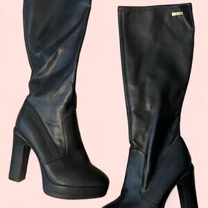 Bebe amabella black faux leather boots